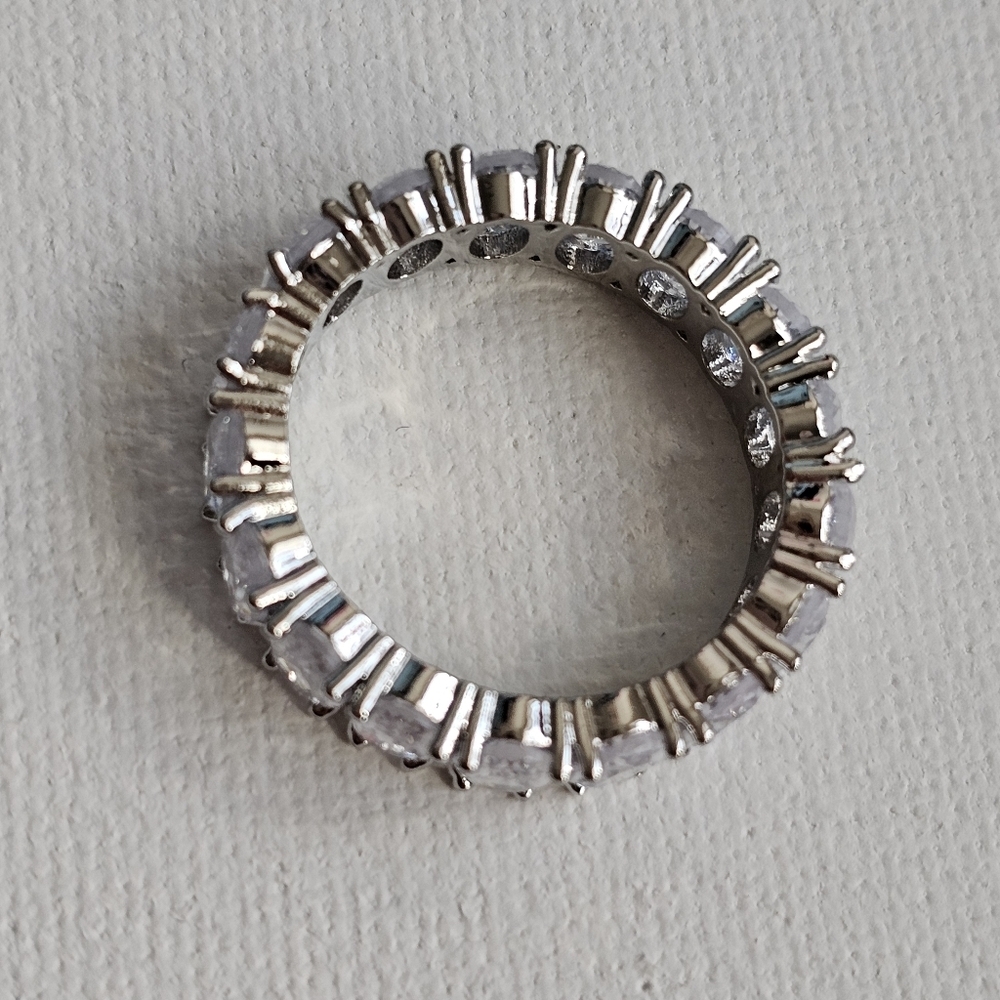 Baguette oval stone cz silver Plated Statement fashion ring - Picture 7 of 7